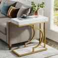 C-Shaped End Table - Slim Side Table For Couch, Bedside, Or Living Room (15.8"W X 26.8"H)