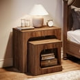 thumbnail image 1 of Tribesigns Nesting C-Shaped End Tables, Compact Side Table Pair with Walnut Finish, Ideal for Living Room and Bedroom Small Spaces, Set of 2, 1 of 7