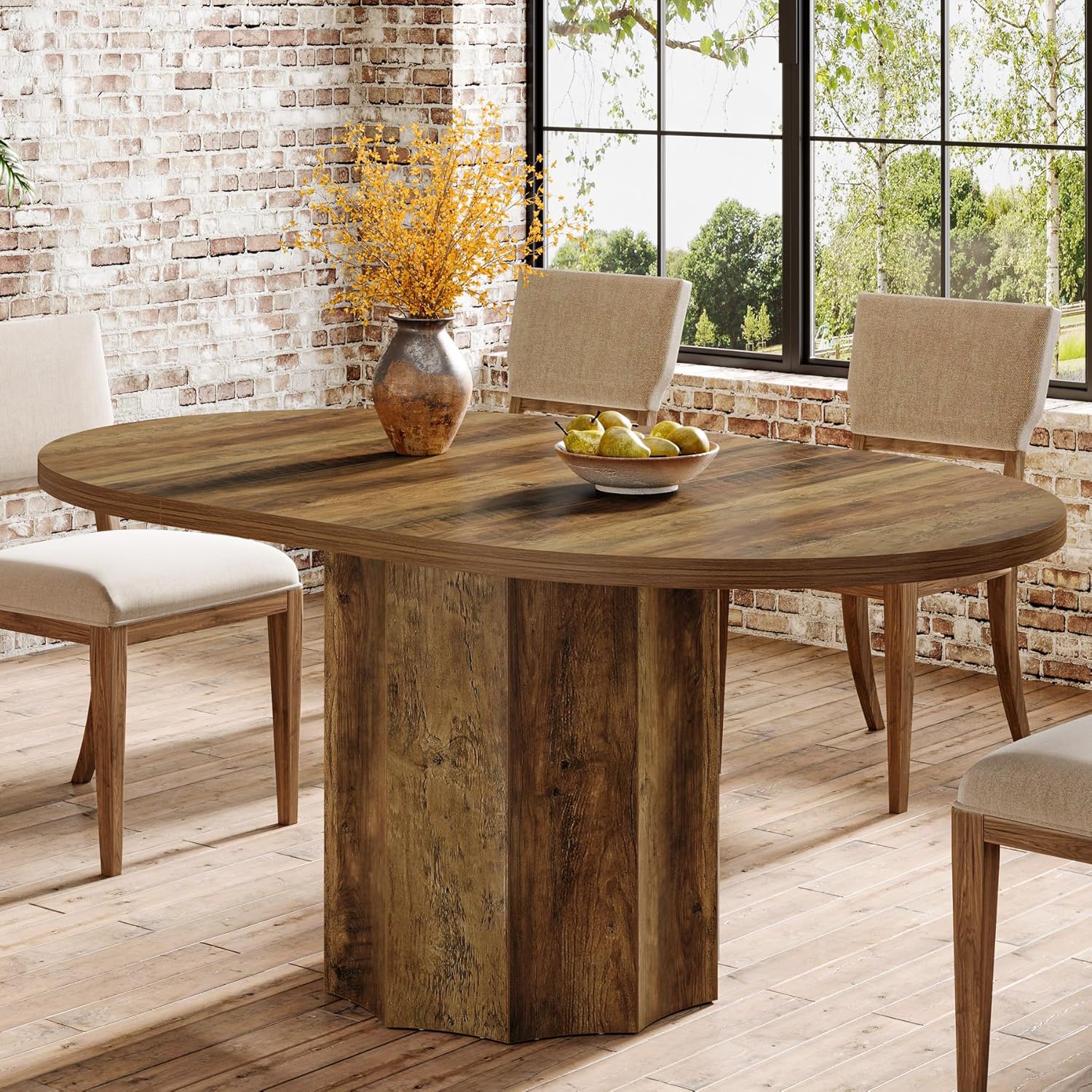 Tribesigns Oval Dining Table for 4-6 People, 55-Inch Kitchen Table with ...