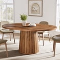 thumbnail image 1 of Tribesigns Oval Dining Table for 6 People, 55.11-Inch Farmhouse Kitchen Dinner Table with Cylindrical Pedestal (Rustic Brown), 1 of 12