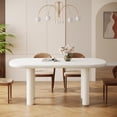thumbnail image 1 of Tribesigns Oval Dining Table for 6 People, 63-Inch Modern Cream White Kitchen Table, Wood Dinner Table with Cylindrical Legs for Kitchen Dining Room, 1 of 16