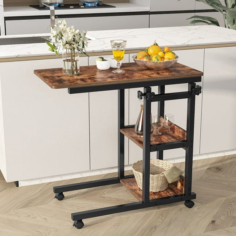 Tribesigns Overbed Bedside C Table Small Computer Desk Table Sofa Table with Storage Shelves Mobile Couch Table Tray Snack TV Laptop Bedside Table