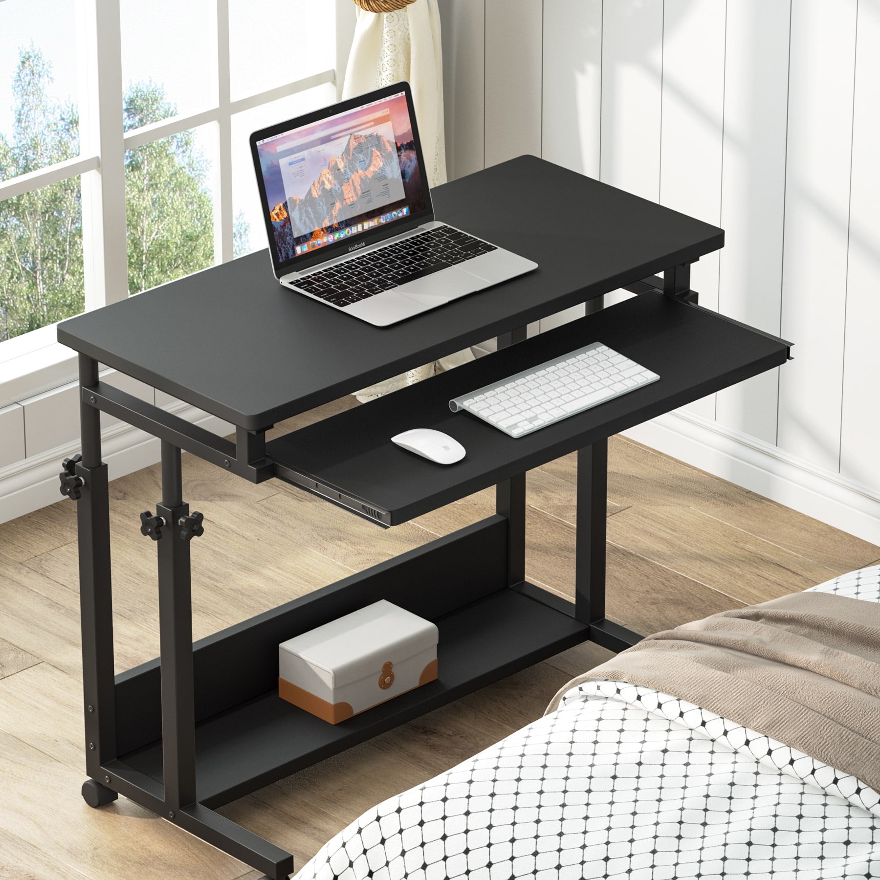 Tribesigns Portable Desk, Height Adjustable Mobile Laptop Table Small ...