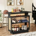 thumbnail image 1 of Tribesigns Rattan Home Bar Unit, Farmhouse 4-Tier Bar Table with 4 Stemware Racks and Heightened Base, 1 of 7