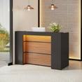 thumbnail image 1 of Tribesigns Reception Desk Front Desk with LED Lights, Large Reception Counter Table for Check Out Retail Salon Reception, Black Brown, 1 of 5