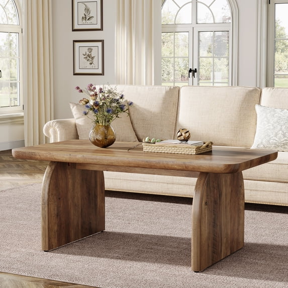 Tribesigns Rectangle Coffee Table, 47-Inch Wood Rectangular Living Room Table, Farmhouse Accent Center Table with Sturdy Base
