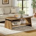 thumbnail image 1 of Tribesigns Rectangle Coffee Table for Living Room, 47.2-Inch Rustic Wooden Center Tea Table with Storage, 1 of 8