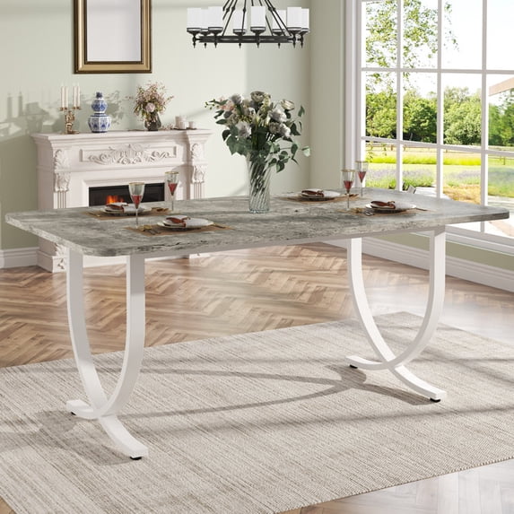 Tribesigns Rectangular Dining Table for 4 to 6, 63-Inch White and Gold ...