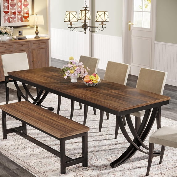 Finmind Rectangular Dining Table for 6-8, 78“ Long 29.53“ Height Large ...