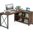 thumbnail image 1 of Tribesigns Reversible Industrial L-Shaped Desk with Enclosed Storage Shelves, Corner Computer Desk PC Laptop Study Table Workstation for Home Office Small Space (Brown, 55"), 1 of 7