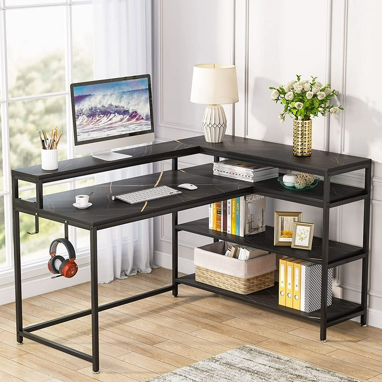 Computer desk with 2024 shelf for monitor
