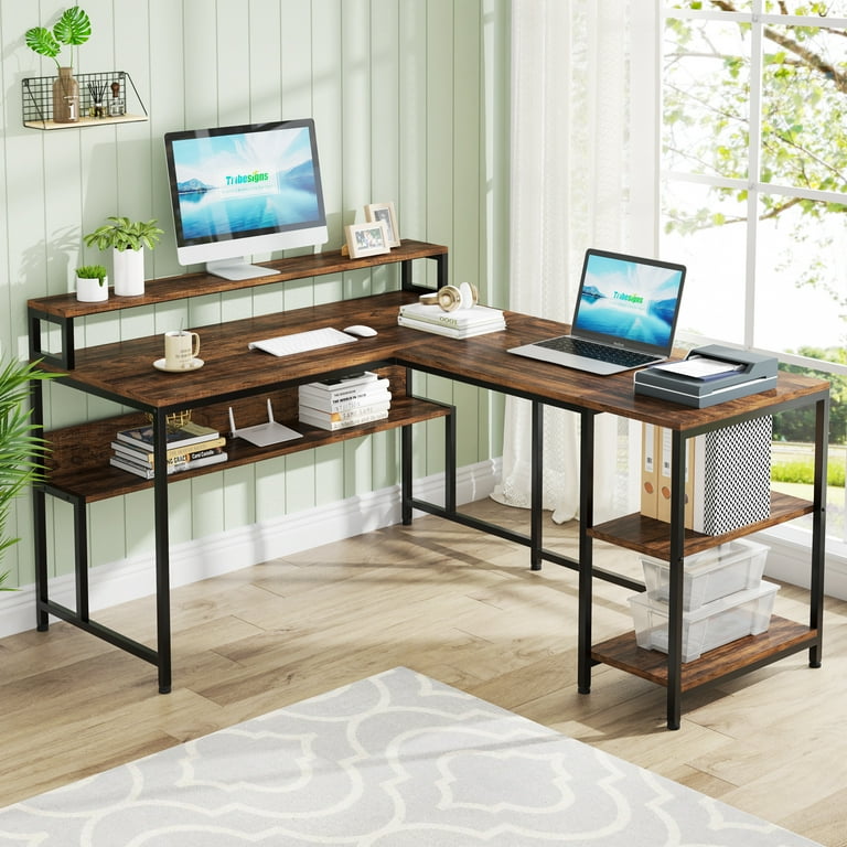 Tribesigns Reversible L Shaped Desk with Monitor Stand, 59 Tribesigns Reversible L Shaped Desk with Monitor Stand, 59