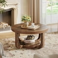 thumbnail image 1 of Tribesigns Round Coffee Table with Storage, 2-Tier Circle Coffee Table for Living Room, Thick Tabletop & Base, Rustic Brown, 1 of 5