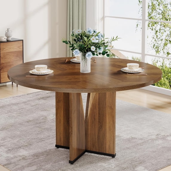 Tribesigns Round Dining Table, 39.37" Wood Kitchen Table for 4 People, Farmhouse Dinner Table for Dining Room Living Room (Without Chair)