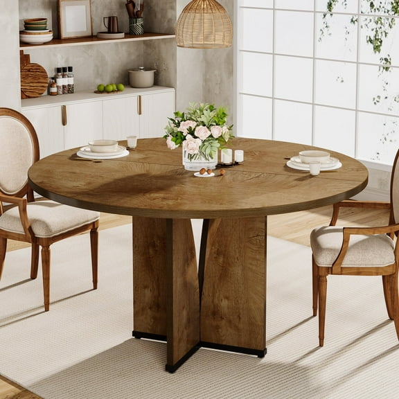 Tribesigns Round Dining Table, 39.37" Wood Kitchen Table for 4 People
