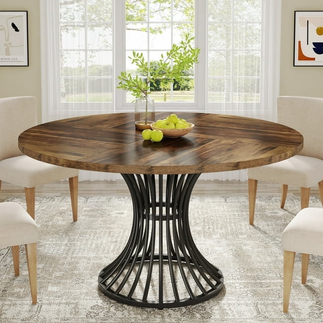 Tribesigns Round Dining Table for 46, 47Inch Farmhouse Dining Room