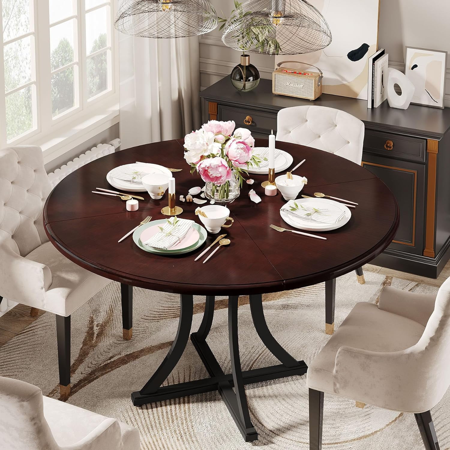 Tribesigns Round Dining Table for 46 People, 47.24" Dinner Table