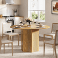 thumbnail image 1 of Tribesigns Round Dining Table, 47-Inch Wood Kitchen Table for 4-6 People, Modern Dinner Table with Wood Strip Base for Living Room, Home, Apartment, Light Brown, 1 of 7