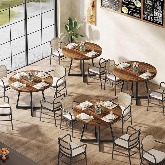 Tribesigns Round Dining Table Set of 2, 31.5" Industrial Dinner Table with Metal Base
