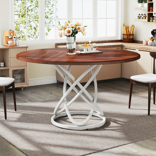 Tribesigns Round Dining Table for 4, 47 Inch Wood Dinner Table Circle