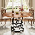 thumbnail image 1 of Tribesigns Round Dining Table for 4, 47 Inches Kitchen Table Circle Dinner Table, Wood Dining Room Table, Walnut, 1 of 7