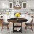 thumbnail image 1 of Tribesigns Round Dining Table for 4, 47" Kitchen Table Small Dinner Table with Storage Shelf, Rustic Brown & Black(Without chair), 1 of 7