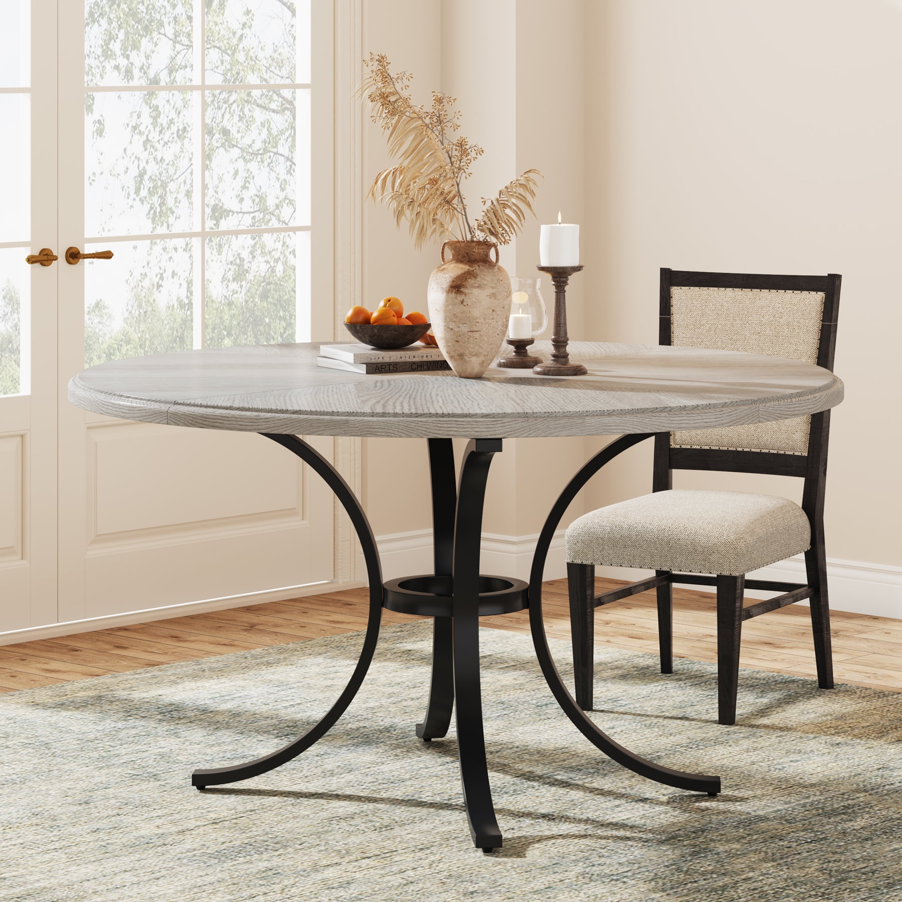 Tribesigns 4-6 People Round Dining Table, Vintage Light Wood Modern ...