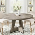 Tribesigns 47 Inch Round Dining Table, Grey Farmhouse Wood Kitchen