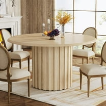 Finmind Round Dining Table for 4, Modern Kitchen Table with Metal Base for Dining Room Kitchen, Living Room (Chairs Not Included)