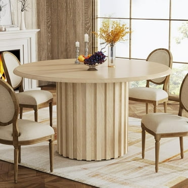 Finmind Round Dining Table for 4, Modern Kitchen Table with Metal Base for Dining Room Kitchen, Living Room (Chairs Not Included)