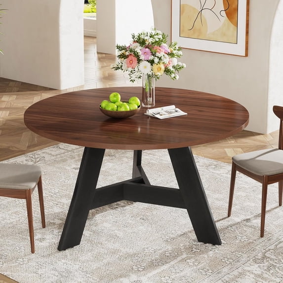 Tribesigns Round Dining Table for 4 People, 47 Inch Circle Wood Kitchen ...