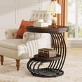 thumbnail image 1 of Tribesigns Round End Side Table, Side Table with 2 Tiers Storage Shelves, Vintage End Table for Living Room, 1 of 7