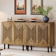 thumbnail image 1 of Tribesigns Set of 2 Sideboard Buffet Cabinet with Storage, 59" Storage Cabinet with Doors & Adjustable Shelves, for Living Room, Kitchen, Light Brown, 1 of 9