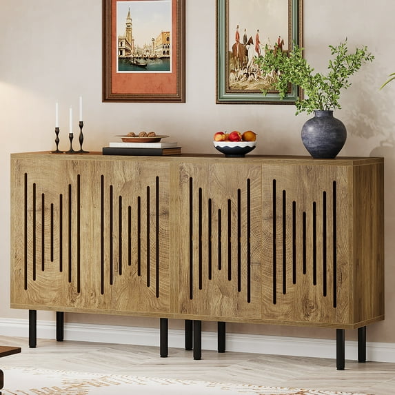 Tribesigns Set of 2 Sideboard Buffet with Storage, 59" Buffet Sideboard Cabinet with Adjustable Shelves