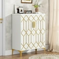 thumbnail image 1 of Tribesigns Shoe Cabinet, 5-Tier White Shoe Storage Cabinet with Doors and Gold Metal Legs for Bedroom, Living Room, 1 of 6