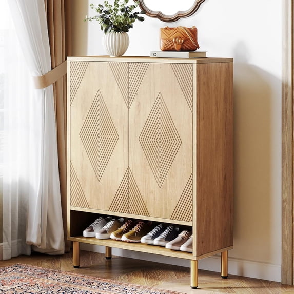 Tribesigns Shoe Cabinet with Doors, 6-Tier Shoe Storage Cabinet with Adjustable Shelves, 24 Pairs Wood Shoes Rack Modern Shoe Storage Organizer for Entryway, Closet, Living Room