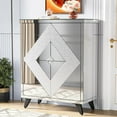 thumbnail image 1 of Tribesigns Shoe Cabinet with Mirrored Doors, Entryway Shoe Storage Organizer with Crystal Crush Diamond, Modern Glass Shoe Storage for Entryway, Hallway, Closet, 1 of 5