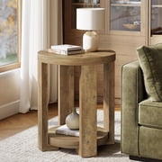 Tribesigns Side Table, 2-Tier Round End Table, Small Bedside Accent Furniture for Living Room, Bedroom