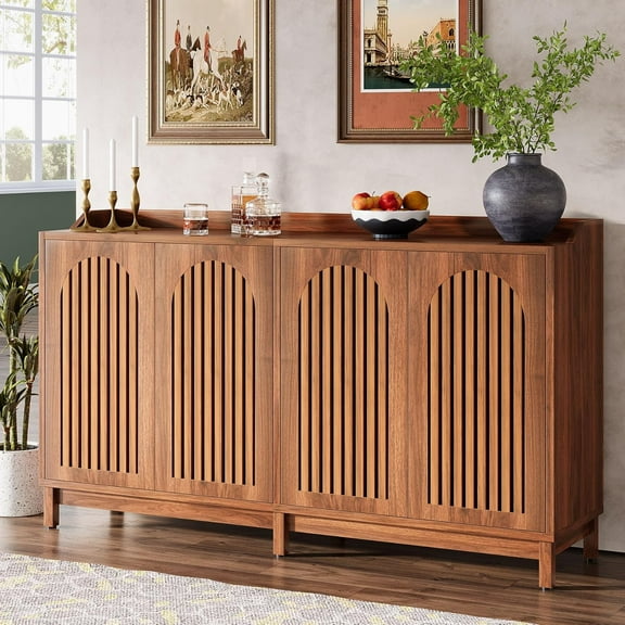 Tribesigns Sideboard Buffet Cabinet, 57" Farmhouse Storage Cabinet with Shutter Doors and Adjustable Shelf