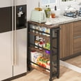 thumbnail image 1 of Tribesigns Slim Kitchen Cart,4 Tiers Storage Rolling Cart,Narrow Serving Trolley Cart on Wheels,Utility Cart with Handle for Small Space,Wood Cart with Wheels for Kitchen,Brown, 1 of 7