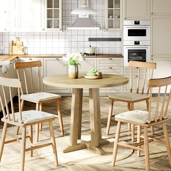 Tribesigns Small Round Dining Table for 2-4 People, 31.5-Inch Farmhouse Kitchen Table with Sturdy Base for Dining Room, Small Space