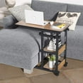 thumbnail image 1 of Tribesigns Sofa Side Table, Mobile C Table End Table Snack Table with 2-Tier Storage Shelves and wheels for Sofa Couch,Adjustable Height, 1 of 6