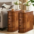 thumbnail image 1 of Tribesigns Solid End Table, Set of 2, Two-Drawer Narrow Side Table, Fully Assembled, Brown, 1 of 5