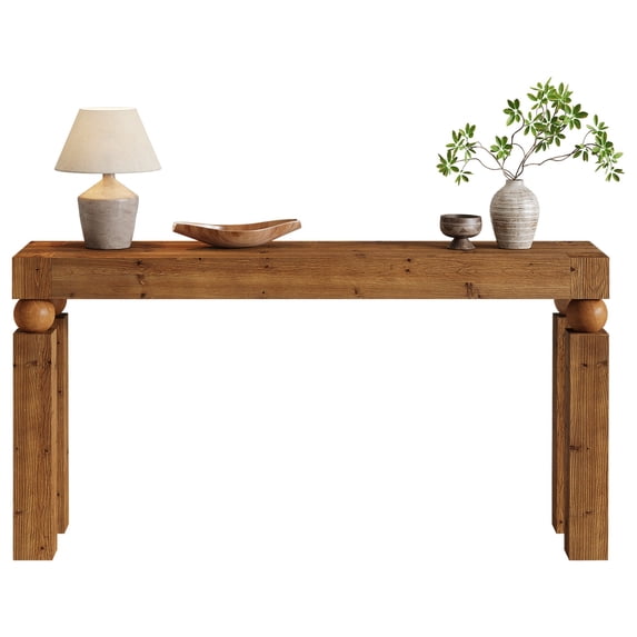 Tribesigns Solid Wood Console Table for Entryway, Narrow Farmhouse Couch Table Behind Sofa, for Entrance, Foyer, Living Room, 60-Inch, Rustic Brown