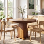 Tribesigns Solid Wood Dining Table, 31.5" Small Round Kitchen Table for 2, Rustic Brown