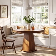 Tribesigns Solid Wood Dining Table, 31.5" Small Round Kitchen Table for Dining Room, Kitchen Rustic Brown