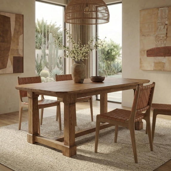 Tribesigns Solid Wood Dining Table for 4-6, 63-Inch Rustic Wooden ...