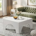 thumbnail image 1 of Tribesigns Square Coffee Table, 35.43-Inch High Gloss Coffee Table with Sturdy Arched Structure, Modern Coffee Table Center Table, Wood Coffee Table for Living Room, White, 1 of 6