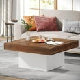 thumbnail image 1 of Tribesigns Square Coffee Table with LED Lights, 35-Inch Living Room Tables for Living Room, Wooden Center Table Cocktail Table for Home (Brown & White), 1 of 5