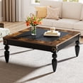 thumbnail image 1 of Tribesigns Square Coffee Table, Rustic Coffee Table Wood Coffee Table for Living Room Low Table with Storage, Brown & Black, 1 of 6